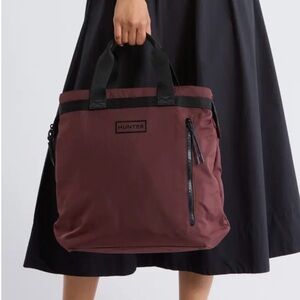 Hunter Hybrid Tote Backpack Crossbody Burgundy Nylon Versatile NORMCORE